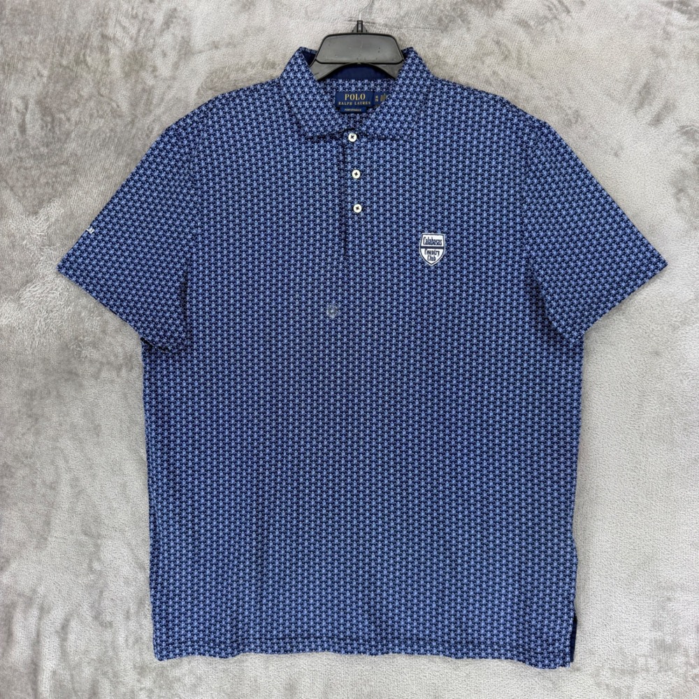 Polo Ralph Lauren Mens XL Blue Crest Performance Polo Calabasas Country Club